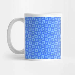 Floral Checker Board - sky blue and cerulean Mug